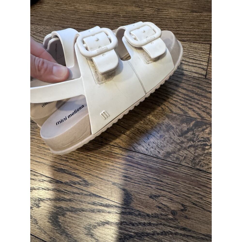 Mini Melissa White and Tan Kids Buckle Sandals - Picture 10 of 15